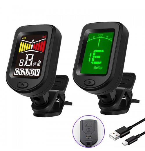 Guitar Tuner Clip on Accuracy Rechargeable Tuner Digital Electronic Tuner for Violin Mandolin Ukulele Banjo Guitar Accessories