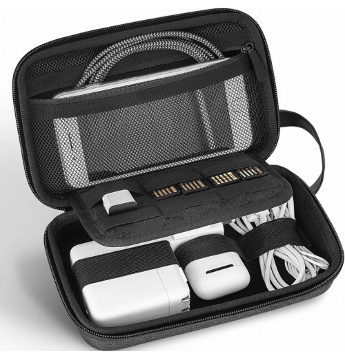 EVA Hard Shell Travel charger cable Organizer Case Portable Electronic Pouch Gadget Bag for MacBook Power Adapter Chargers