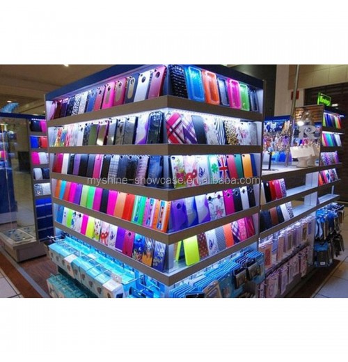 Cell phone accessories display electronic furniture stand kiosk for mobile shop