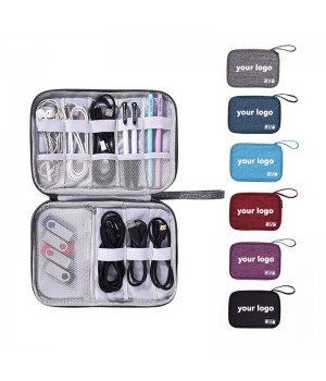 New custom logo Portable Zipper Travel Gadget Digital Electronic Accessories Storage Cable Organizer Bag