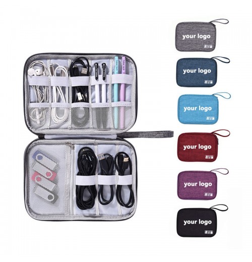 New custom logo Portable Zipper Travel Gadget Digital Electronic Accessories Storage Cable Organizer Bag